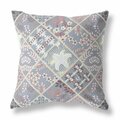 Homeroots 28 in. Patch Indoor & Outdoor Throw Pillow Grey Pink & White 414000